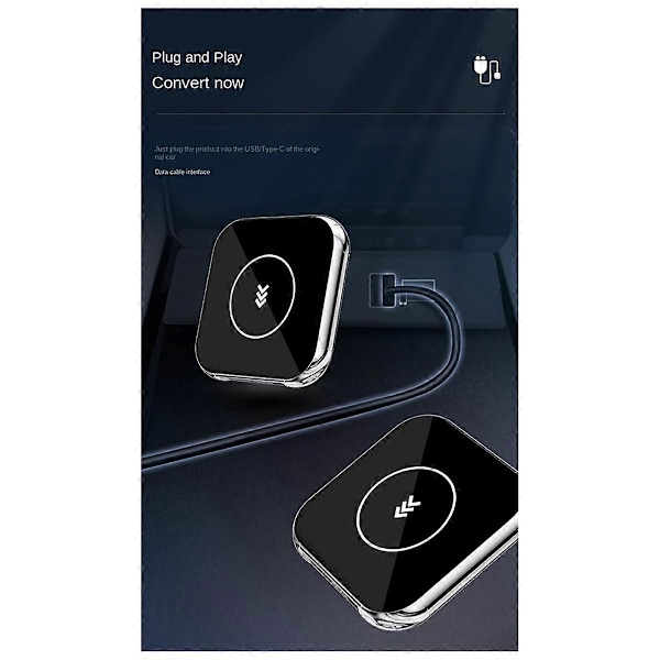 Trådløs Carplay Android Adapter 2 i 1 Trådløs Adapter Biladapter Konverter Kablet Android Auto til Trådløs Boks