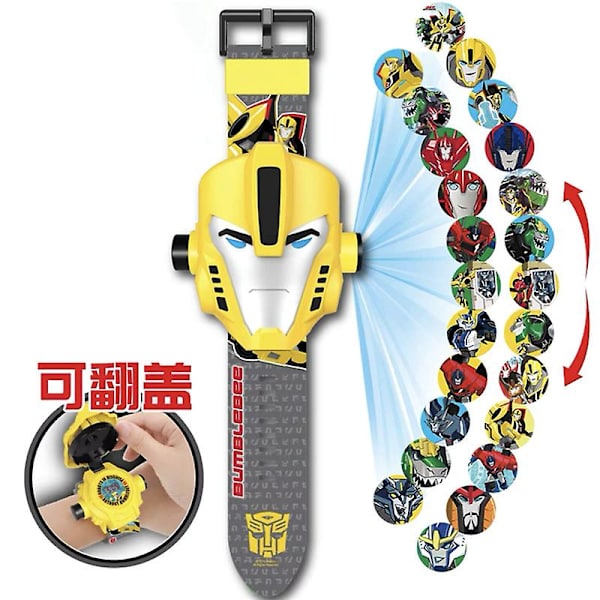 Tecknad Barnprojektionsklocka med Justerbart Armband Barnpresent Bumblebee watch