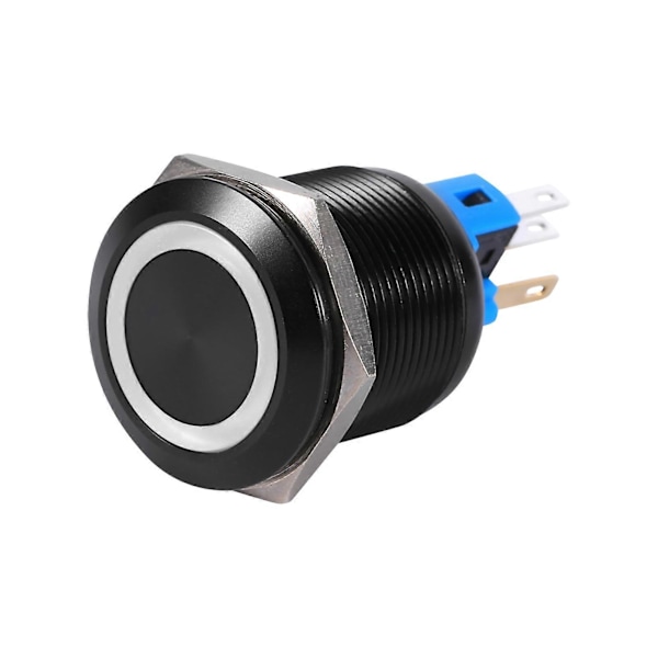 22mm 12V-24V Vattentät Självlåsande Tryckknappsbrytare Vit LED