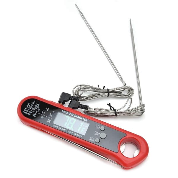 Vikbar Mattermometer Multi Probe Alarm Digital Temperaturmätare för Grill Ugn