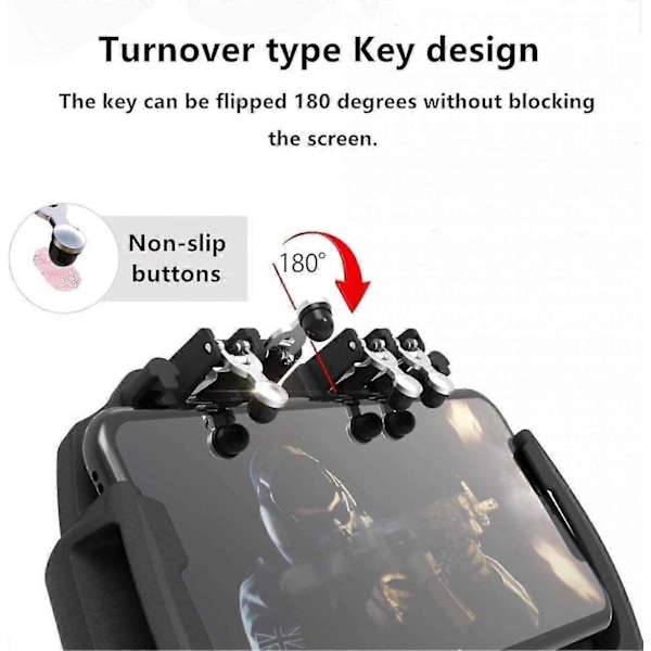 [Den seneste version] Mobil Spilcontroller 4 Trigger med 4000mAh Power Bank Køleventilator til PUBG/Call of Duty/Fotnite [6 Finger Betjening] L1R1 L2R2