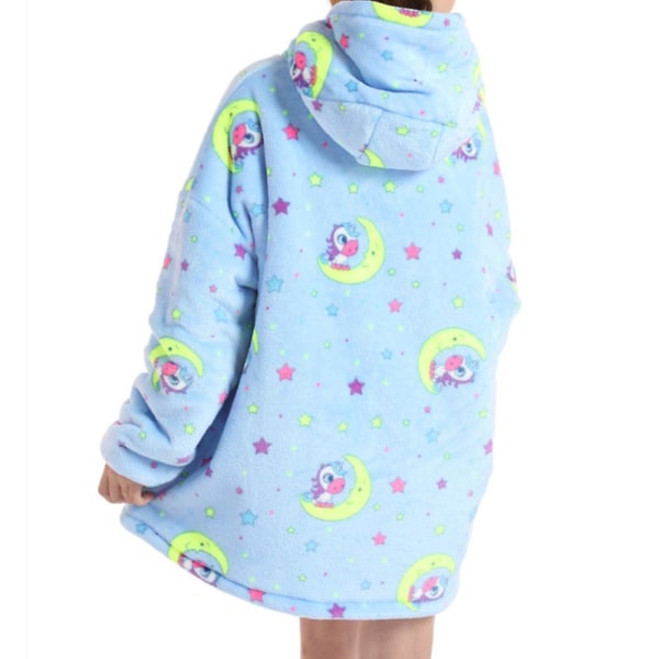Fleecefodrad Filttröja Varm Sherpa Oversized Stjärnfickor Loungewear Nattkläder För Flickor Pojkar Tonåringar Moon Horse