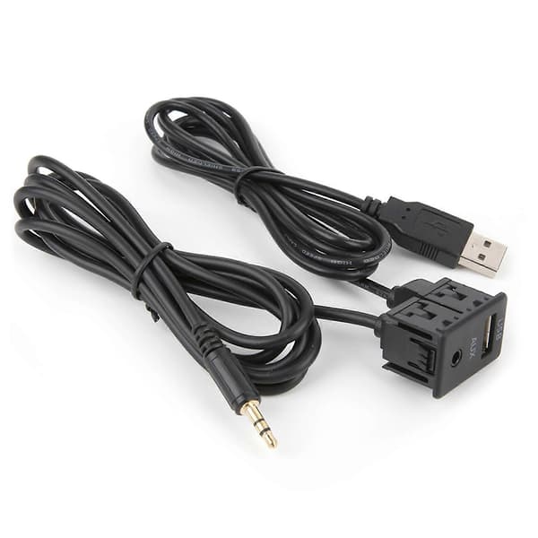 3,5 mm AUX forlængerkabeladapter planmonteret USB-port hovedtelefonstik panelmontering til bil båd
