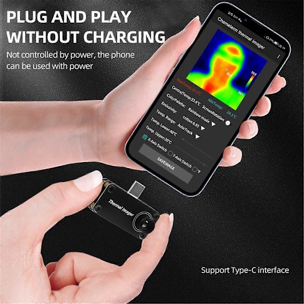 Type-C Infrarød Termisk Kamera -20-1000 Temperaturmåler Android Telefon Infrarød Termisk Kamera