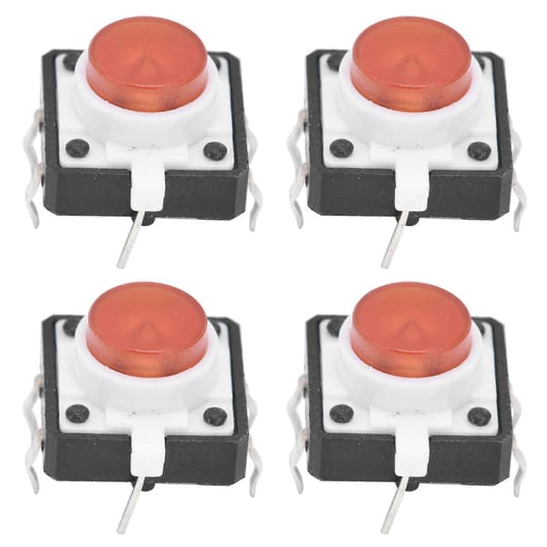 20 STK 12x12x7.3mm Taktil Trykknap Switch LED Momentær Taktil Trykknap Switch Rød