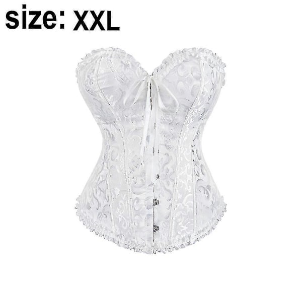 Naisten nauhallinen luilla tuettu Overbust-korsetti Bustier-alusvaatteet Bodyshaper-toppi Prinsessakorsetti White -XXL