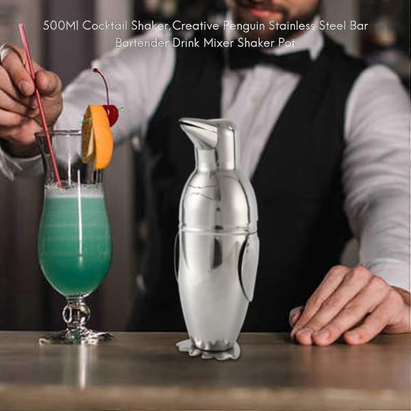 500ml Shaker, Penguin Rustfrit Stål Bar Bartender Drink Mixer Shaker Potte, vinflaske, vin Accesso-yu