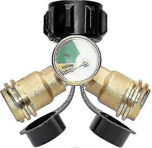 Propan Tank Y Splitter Adapter 2 Vejs Lp Gas Tee Connector Med Måler