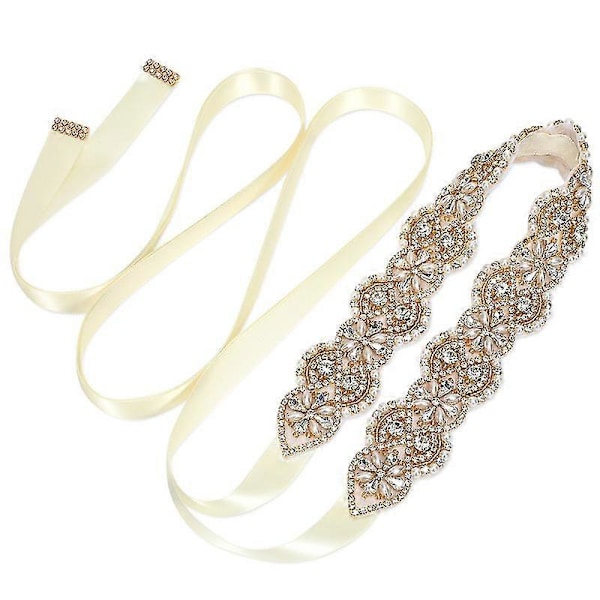 Brudebelte Håndlaget Krystall Rhinestone Flettet Brudekjole Belte Sløyfe For Brudekjoler Style A