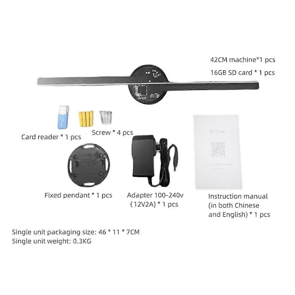 WIFI 3D Holografisk Projektor APP Kontroll 224LED Holografisk Spiller for Bilde Video Butikk Reklame Display EU Plugg