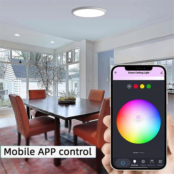 Tuya Zigbee Smart LED Taklampe Romdekor Taklampe App Stemmekontroll for Alexa/ Runde Taklamper