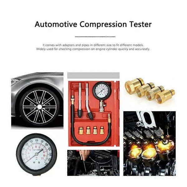 8stk Bensinmotor Cylinder Kompressionstestare Kit Mätverktyg för Fordon