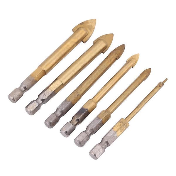 6 stk./sæt Hex Titanium Belagte Trekant Glasbor Power Tools (4/5/6/8/10/12mm)