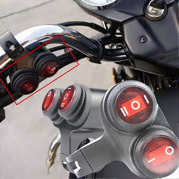 Vanntett motorsykkelysbryter 12V inngangsspenning Motorsykkel Nødblinkbryter med indikatorlys