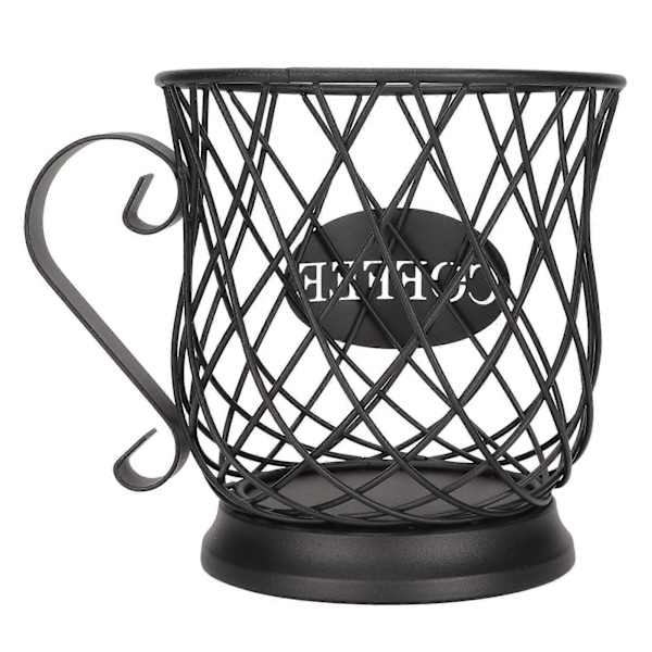 Jern Kaffekapselholder Organizer Stor Kapacitet Kaffekapsel Opbevaringskurv til Hjemmekontor Caféer Sort