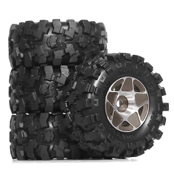 4 stk. 57mm 1.0inch Metall Beadlock Hjul Dekk Sett for 1/18 1/24 RC Crawler Bil TRX4M SCX24 AX24 FCX24 Svart