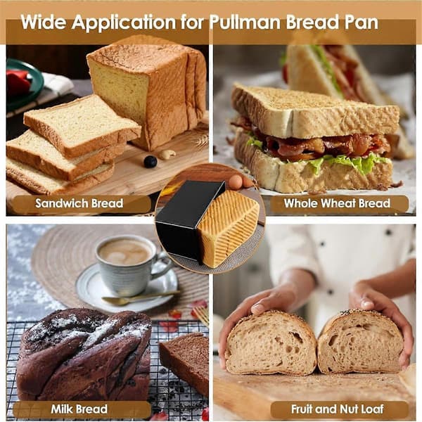 Brødformer med deigskrape - Pullman brødform med lokk, dekket brødform for hjemmelaget sandwichbrød og baking