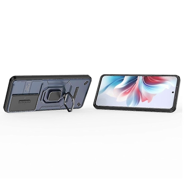 Skal med Ringstöd och Skjutbart Kameraskydd för Oppo Reno11 F 5G - Lila Blue