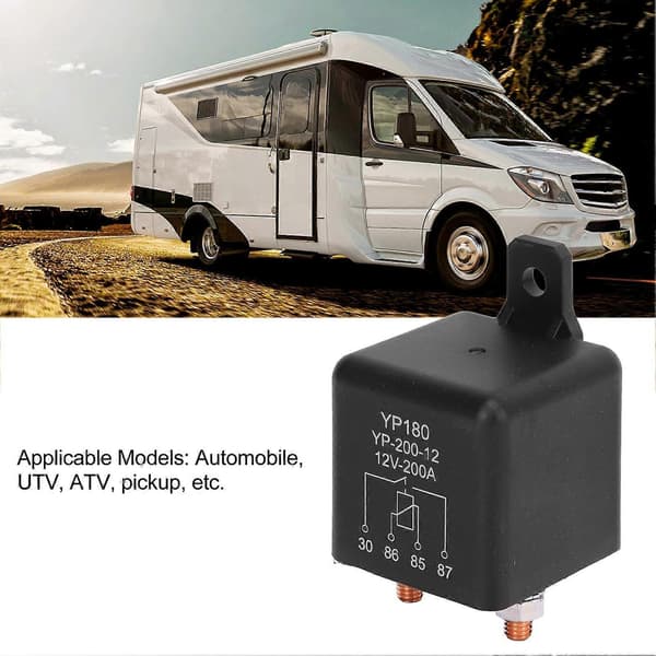 2 Sett 12V Starterrelébryter 4-Pin 200A SPST Kraftig Relé Universell for Bil ATV UTV