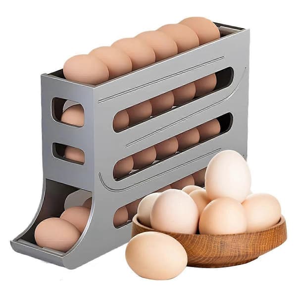 Egg DispenserAutomatisk Rullende Eggbrett Organizer, Plassbesparende Kjøleskap Egg, Holder 28 Egg Samtidig -A