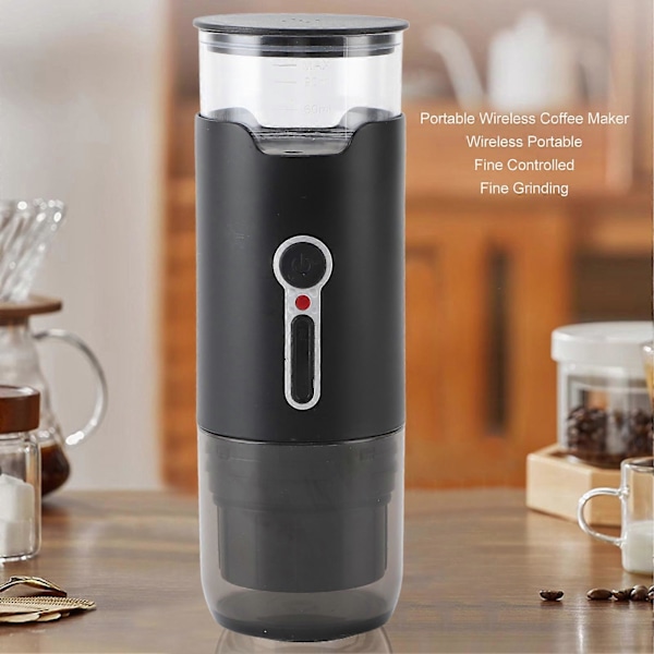 Oppladbar Mini Kaffemaskin Automatisk 15 Bar Trykk Elektrisk USB Bærbar Trådløs Kaffetrakter for Hjemmebruk Svart Italiensk Oppvarming