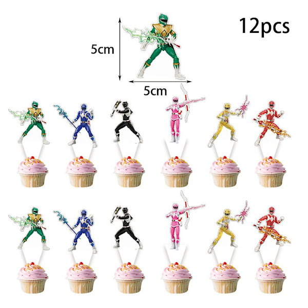 Power Rangers Temafest Dekoration Ballonger Banner Tårta Topper Set