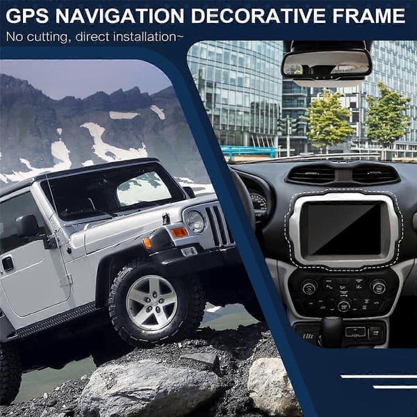 Bil Front Navigation GPS Panel Dekorativt Dæksel Ramme Trim til 2018-2023 Interiørtilbehør Sølv