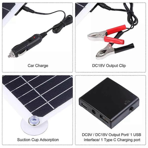 300W Solcellepanel 12V 5V Dobbel USB Kontroller Vanntett Monokrystallinsk Solceller Batterilader -10A