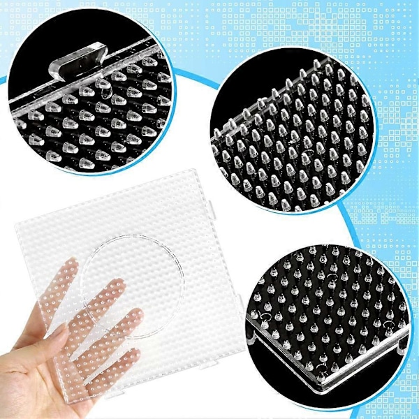 9-pack Plast 5mm Stora Fyrkantiga Pärlplattor med Strykpapper & Pärlpincett för DIY Hantverkspärlor