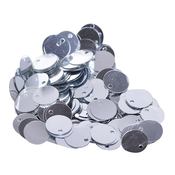 300 stk. PVC Håndverk Løse Paljetter Flate Runde Paljetter for DIY Dekorasjon Klesbroderi Silver