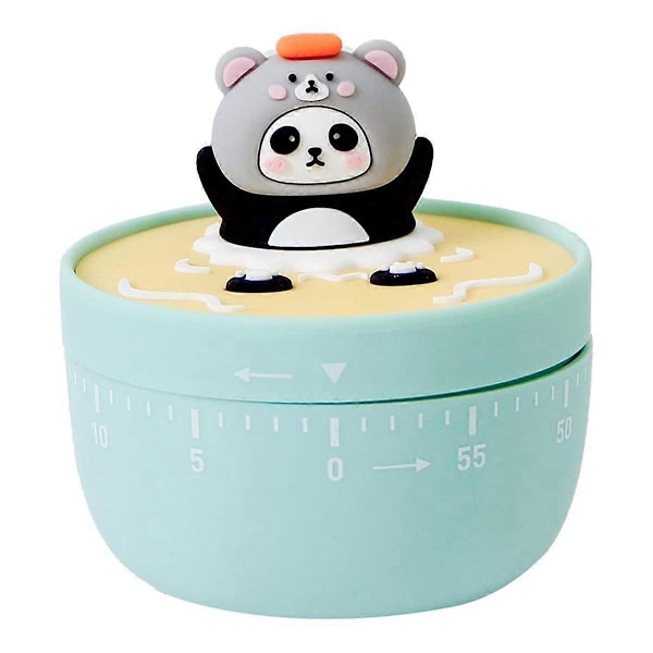 60 Min. Mekanisk Køkken Timer Panda Badeværelse Manuel Timer Madlavning Bage Timer Børn Grøn