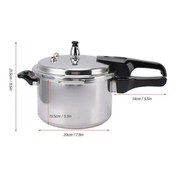 Tryckkokare i aluminiumlegering för gasspis, stor kapacitet, tryckkokningsgryta för hemkökstillbehör 20 cm / 7,9 tum 4,5 L