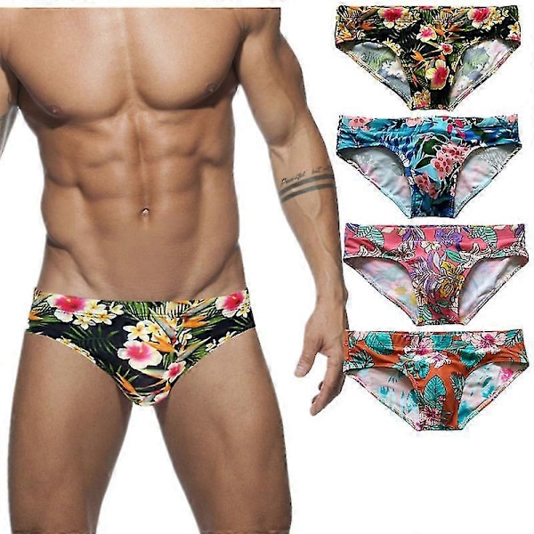 4-pack Herr Badbyxor Triangelmönstrade M