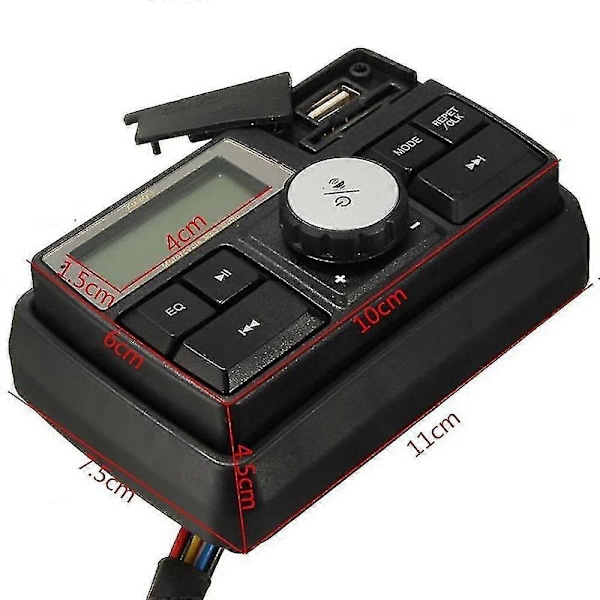 Motorcykel Audio Mp3 Radio Lydsystem Stereo Højttalere Bluetooth Vandtæt Fm 5 Eq Funktioner Lcd