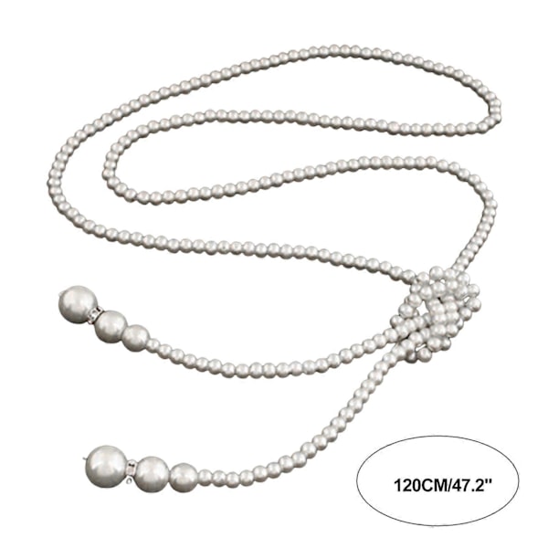 Faux Pärlhalsband Vit Färg Knutet Pärlformat Lång Tofs Halskedja Elegant Utsmyckning Legering Smycken Kvinnor Klänning Tröja Halsband Tillbehör Smycken