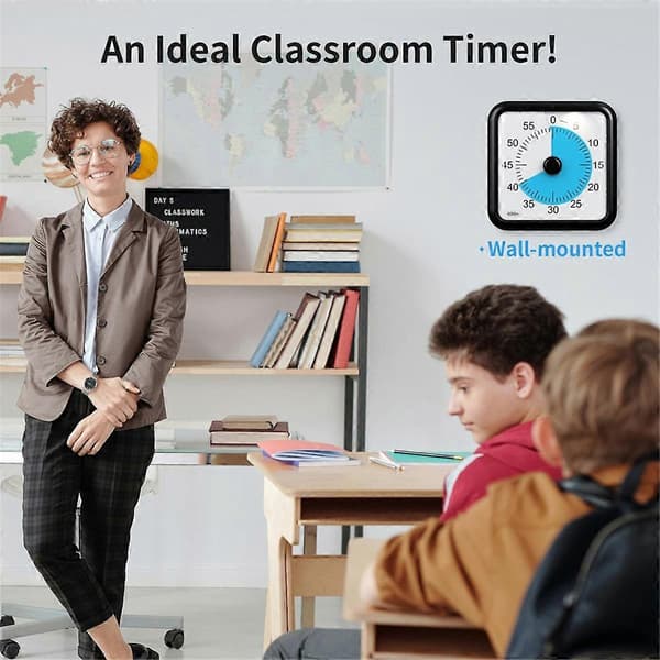 Stor visuell timer for klasserom med valgfrie varslingsmoduser, 60 minutters overdimensjonert visuell nedtellingstimer for barn og voksne