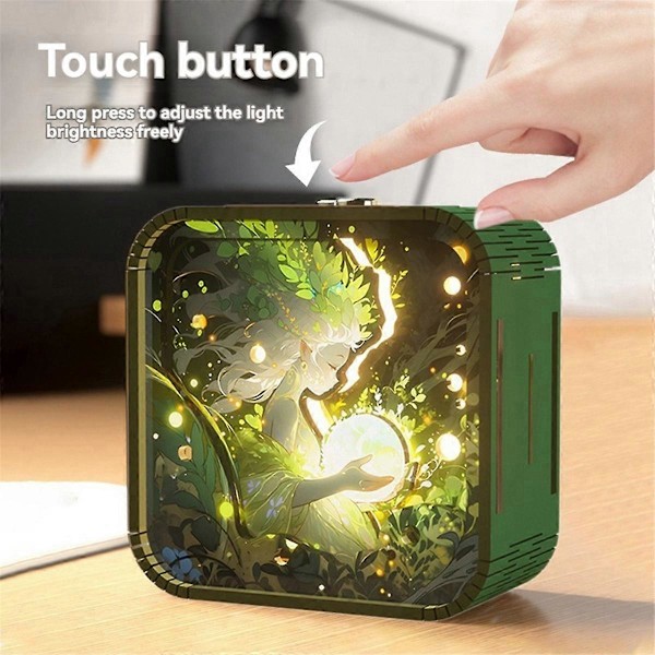 Hånd Touch Tegneserie DIY Træ Stereo Atmosfære Lamper Dimissionssæson Gaver Natlampe Gaver, A