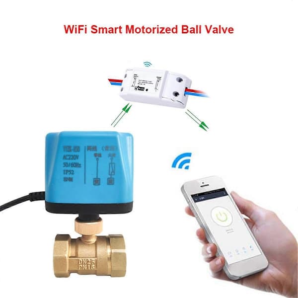 Tuya WiFi Smart Motoriserad Kulventil Timer Vatten Smart Switch Elektrisk Ventil med Smart Life för Alexa (1 tum)