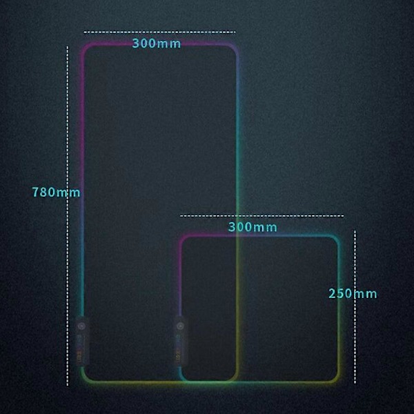 LED Extra Tangentbord Pad Stor Mjuk Gaming Musmatta RGB Ljus Överdimensionerad Lysande 7 Färger Mattor för PC/Laptop, Stor
