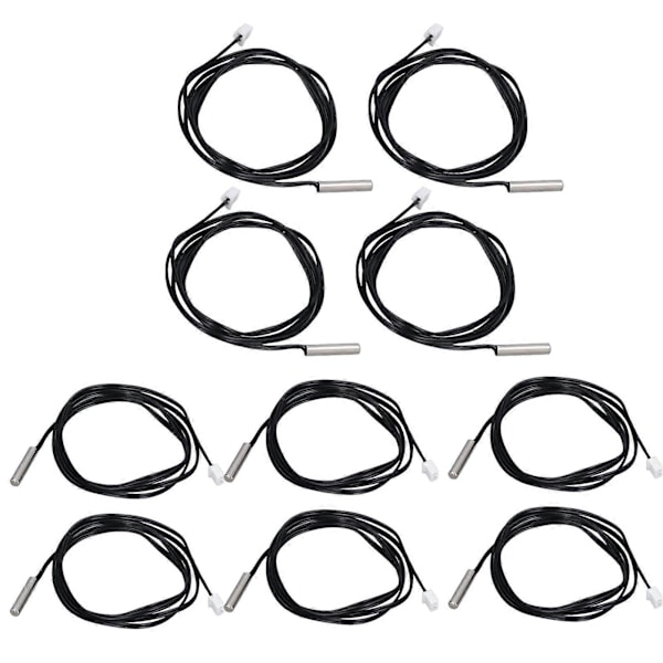 10st Termistorsensor NTC Temp Temperaturprob 5x25mm Cylindriskt Huvud för Mätning 20K B3950