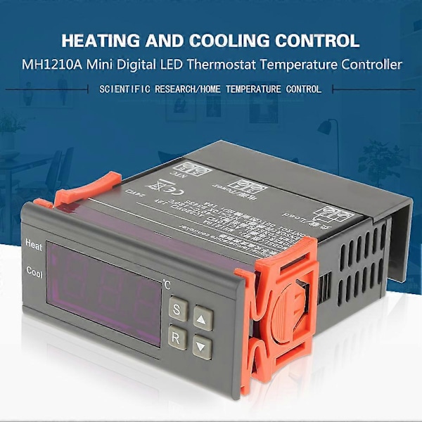 MH1210A Mini Digital LED Termostat Temperaturkontroller med Sensorprob (DC12V)