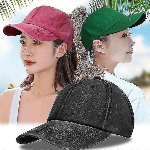 Dam Ponytail Keps Baseball Visir Keps Rygglös Rufsigt Lockig Hårknut Hatt För Sommar White