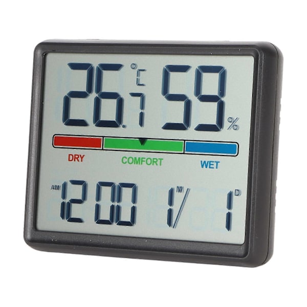 Digital Väckarklocka med Temperatur- och Luftfuktighetsvisning Magnetisk Baksida Elektronisk Bordsklocka Svart