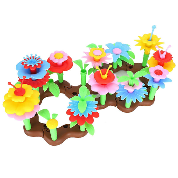 Blomsterträdgård Byggklossar Set DIY Blomstermonteringsleksak Barn Pedagogisk Leksak