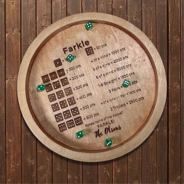 Træterningebakke til Farkle Klassisk Terningspil, Farkle Terningebakke, Farkle Klassisk Terningspil, Terningebakke 18cm