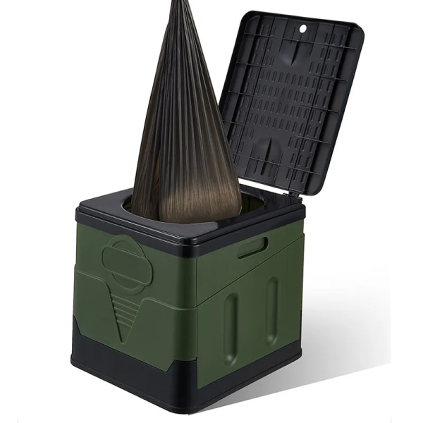 Bärbar hopfällbar toalett för camping utomhuspotta för vuxna Cover Design Sitttoalett för bil picknick Organizer och förvaring dark grey