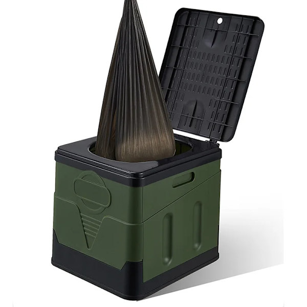 Bärbar hopfällbar toalett för camping, utomhuspotta för vuxna, toalett med lock för bil, picknick, bilorganisatör och förvaring dark grey
