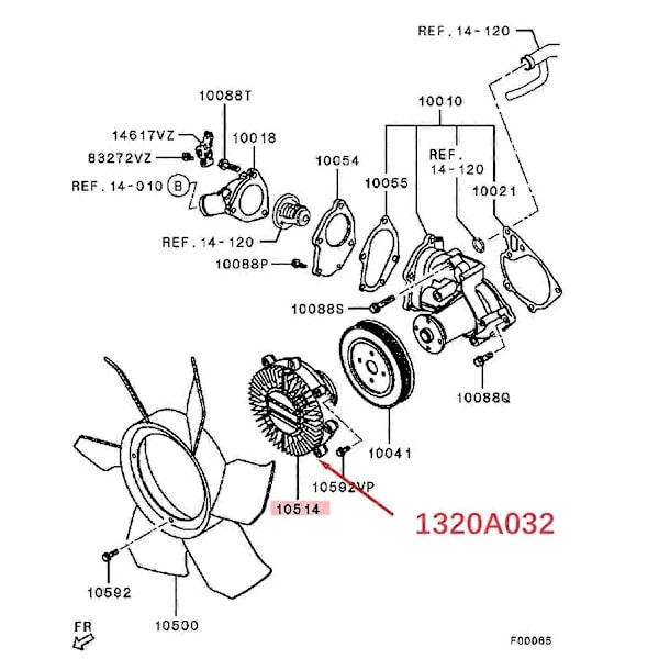 Kylfläktkoppling för Radiator till Montero Sport II III L200 Triton IV V 2005-2015- 1320A032 1320A009