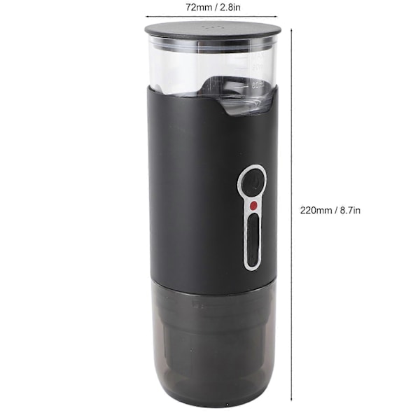 Oppladbar Mini Kaffemaskin Automatisk 15 Bar Trykk Elektrisk USB Bærbar Trådløs Kaffetrakter for Hjemmebruk Svart Italiensk Oppvarming