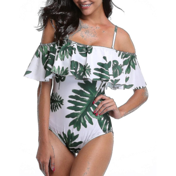 Dam Baddräkt i Ett Stycke Off Shoulder Volang Volang Baddräkt 2XL